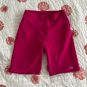 Hot pink alo biker shorts